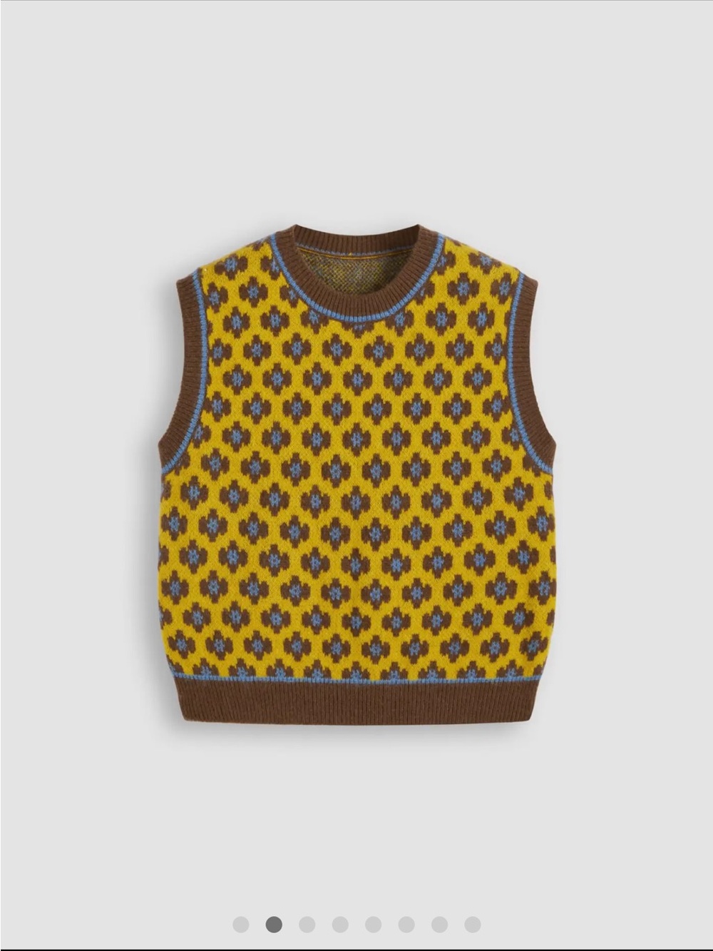Cider Yellow Floral Knit Sweater Vest with Brown Trim - Picture 2 of 7